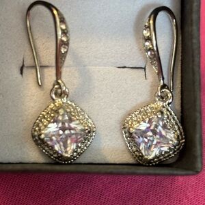 Elegant Silver Crystal Drop Earrings